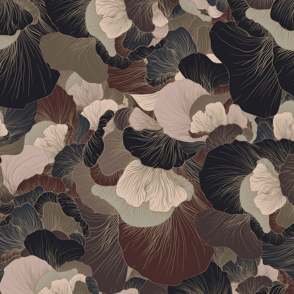 Venation Wallpaper Orient from 17 Patterns, Botanical Wallcovering